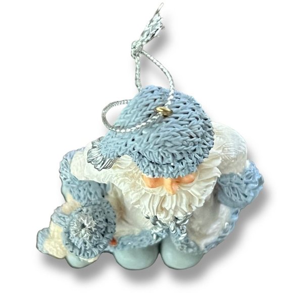 Snow Buddies Ornament Santa & Powder Walking Vintage 1998 Blue & White Snowman - Picture 7 of 10